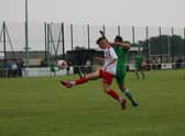 Harley Kilner scored twice for Skegness. Photo: Oliver Atkin