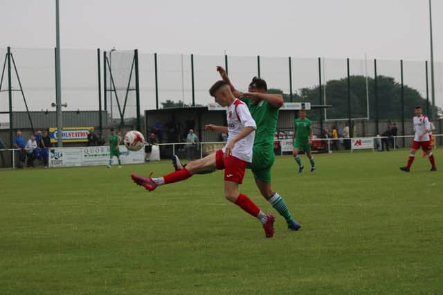 Harley Kilner scored twice for Skegness. Photo: Oliver Atkin