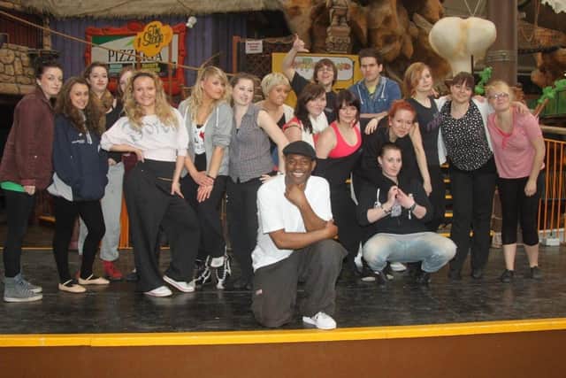 Boston College students with Tony Dent, who trained Ashley Banjo of Diversity.