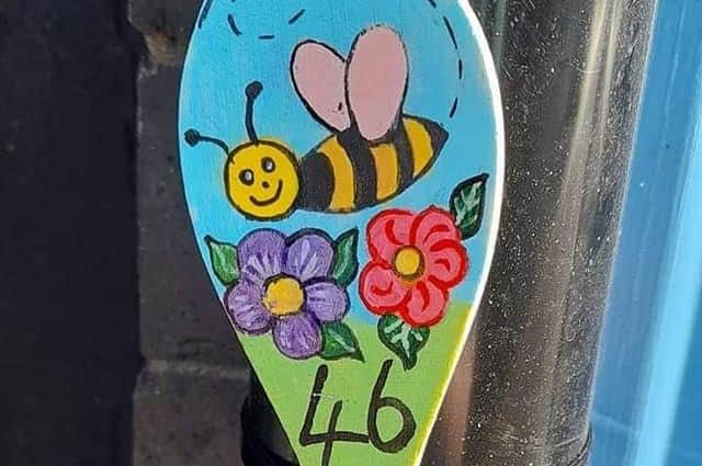 One of the decorated spoons hidden around the Easter trail