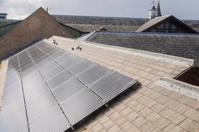 The existing solar panels on the roof of NKDC offices. Photo: Chris Vaughan. EMN-220804-181248001