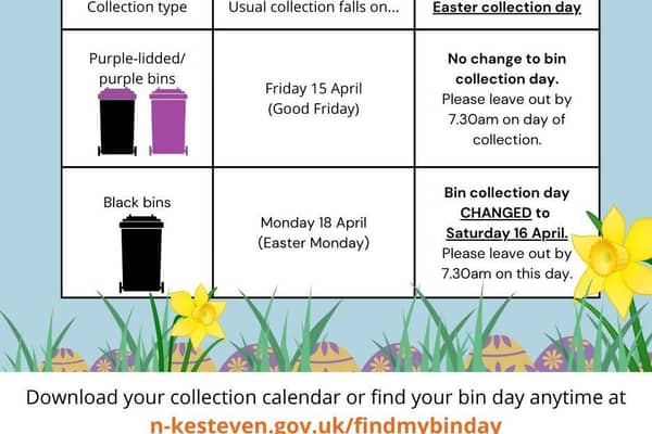 Only Easter Monday will affect bin collection days in North Kesteven this year.