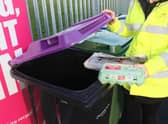 Purple lidded bins are for dry and clean paper and cardboard - not shredded, dirty or greasy