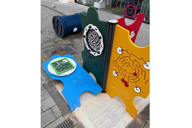 Children's activity boards were also vandalised at the shopping centre site.