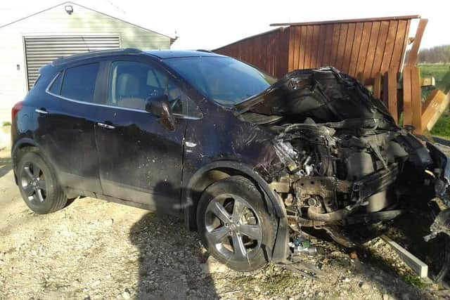 A parked vehicle involved in the collision on the A52 in Huttoft.
