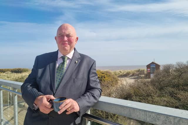 Colin Davie, executive councillor for economic development, environment, and planning at Lincolnshire County Council, at the official opening of the Vista at the Boatshed in Huttoft.