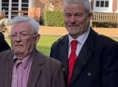 John Cochrane (left) with his son Jock before being taken ill at the wedding.