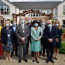 The Mayor's visit to Holdingham Grange, Sleaford. From left - Hazel Whittaker - home manager, Penny Howard - operations manager, Don Serrett - CEO of specialist services, Mayor of Sleaford Coun Robert Oates, Kent Phippen - CEO and managing director of owners Glenholme, Mayoress Ann Oates, George McAllister - director of care, Lord Patrick Carter - chairman of Glenholme, and Esther Bannister - strategic development director. EMN-220414-163909001
