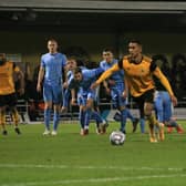 Danny Elliott scores in the 3-0 win against Farsley Celtic. But was that Tuesday as important as last nigh? Photo: Oliver Atkin