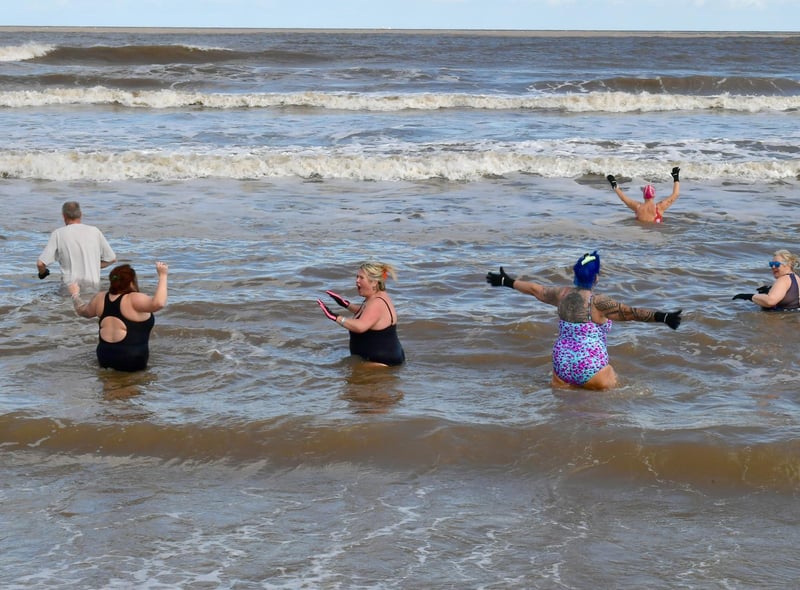 Cold water swimmers at Anderby Creek.