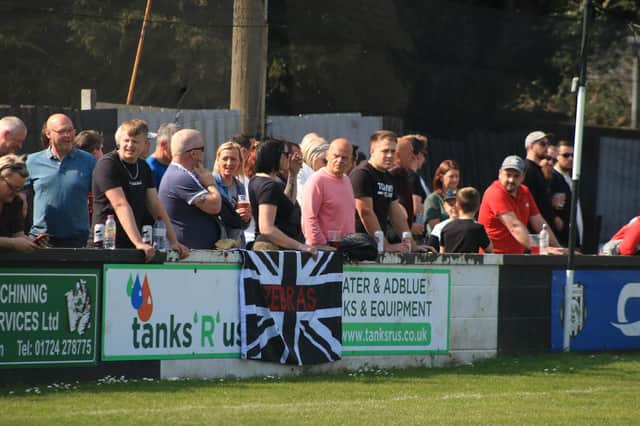 Fans turn out to watch Brigg Town v Harrogate Railway Athletic. Photo: Oliver Atkin
