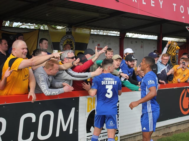 Fans at Brackley Town versus Boston United. Photo: Oliver Atkin