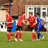 Sleaford celebrate Danny Durkin's leveller on Monday. Photo: Craig Harrison