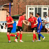 Sleaford celebrate Danny Durkin's leveller on Monday. Photo: Craig Harrison