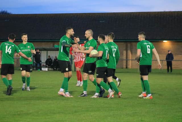 One final push for Sleaford Town. Photo: Oliver Atkin