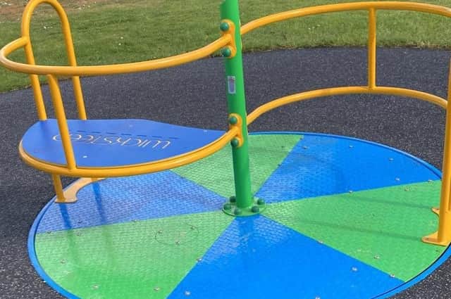 A wheelchair friendly roundabout has been installed at Ruskington playing field. EMN-220423-093855001