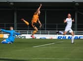 Jake Wright jnr celebrates in mid-air. Photo: Oliver Atkin