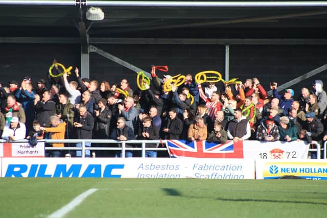 Kettering fans taunted Cox with inflatable snakes in March. Photo: Oliver Atkin