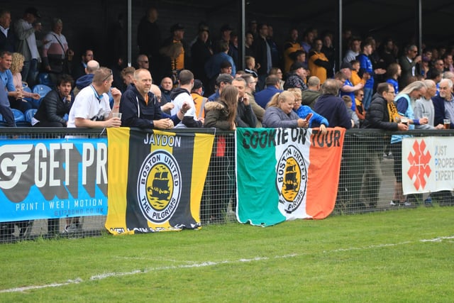 Boston United fans were out in force at Farsley Celtic. Photo: Oliver Atkin