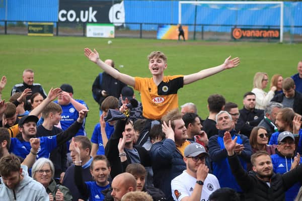 Boston United fans were out in force at Farsley Celtic. Photo: Oliver Atkin
