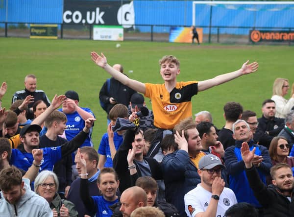 Boston United fans were out in force at Farsley Celtic. Photo: Oliver Atkin