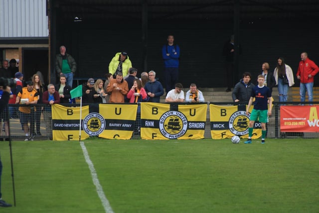 Boston United fans were out in force at Farsley Celtic. Photo: Oliver Atkin