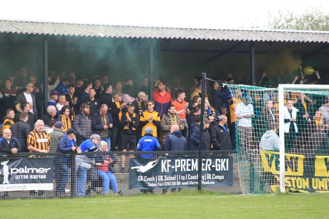 Boston United fans were out in force at Farsley Celtic. Photo: Oliver Atkin