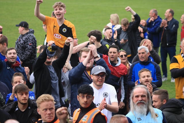 Boston United fans were out in force at Farsley Celtic. Photo: Oliver Atkin