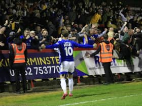 Jake Wright jnr celebrates with the Boston fans.