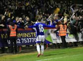 Jake Wright jnr celebrates with the Boston fans.
