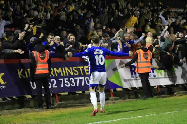 Jake Wright jnr celebrates with the Boston fans.