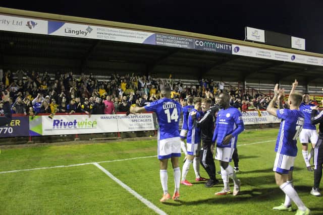 Boston United fans and players have enjoyed a special connection this month. Photo: Oliver Atkin