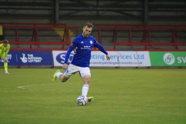 Shane Byrne went close with a free kick. Photo: Oliver Atkin
