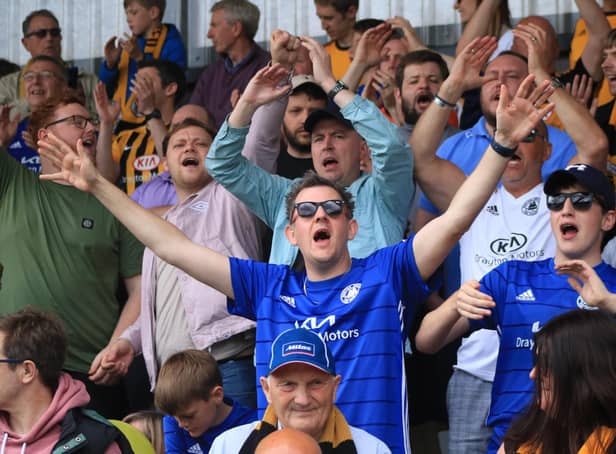 Boston United fans at York City. Photo: Oliver Atkin