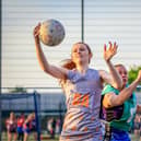 Netball action. Photo: David Dales