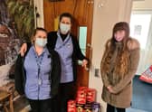 Summer Crane delivering Easter eggs to the residents of Seathorne Court care home.