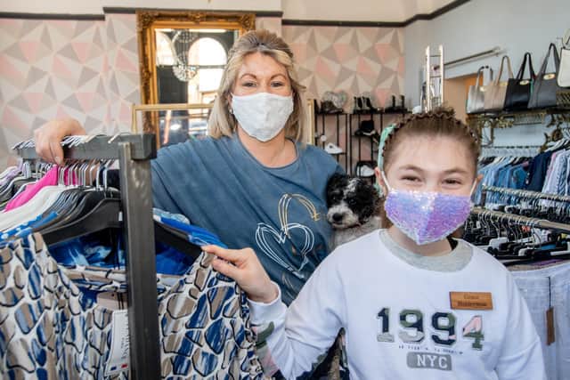 Boutique owner Joanne Holderness and daughter Grace (10)