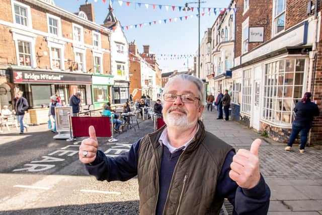 Gary Denniss, chairman of the Louth Independent Traders, in the Cornmarket on Monday.