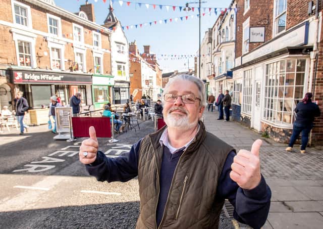 Gary Denniss, chairman of the Louth Independent Traders, in the Cornmarket on Monday.