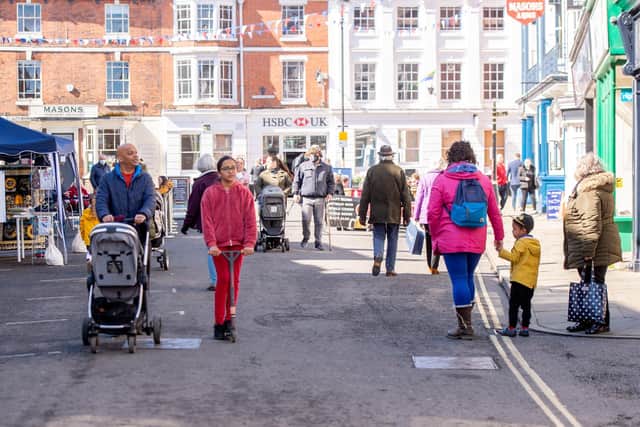 Scenes from Louth town centre on Monday (April 12).