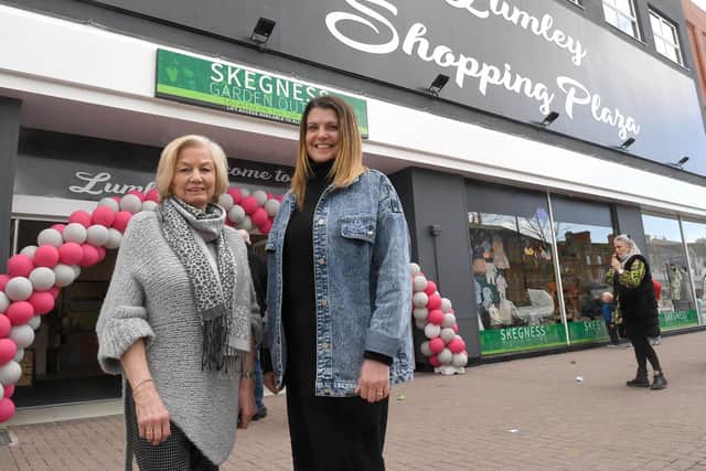 Carol Cripsey (left) co-owner of the Lumley Plaza, with manageress Katie Pawson outside the new shopping centre.