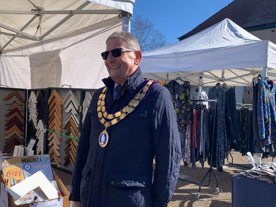 Spilsby Mayor Coun Terry Taylor happy to see the market reopening in town.