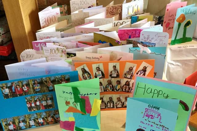 Many of the cards Constance received were made by Alford Primary School children.