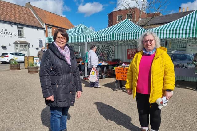 Welcoming everyone back are Mayor of Wainfleet Coun Deborah Wickes (right) and Coun Wendy Bowkett.
