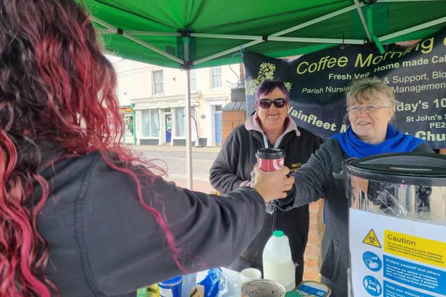 Keeping everyone supplied with snacks and tea and coffee was the Wainfleet Methodist Church 'coffee morning' team led by Susan Alldread (right), supported by parish nurse Polly Butler.