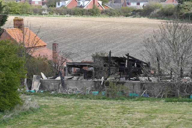 The burned remains of a barn, off The Drove, Sleaford. EMN-210416-180250001