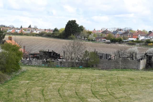 The burned remains of a barn, off The Drove, Sleaford. EMN-210416-180301001