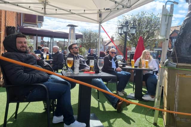 Churchills Wine and Sports Bar in Skegness had it covered for customers enjoying a drink outside.