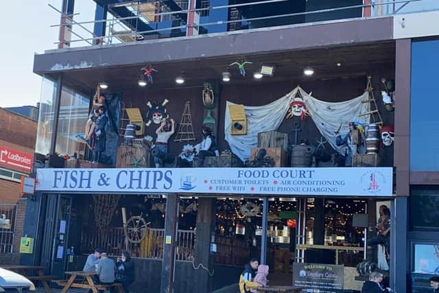 The Trawlers Catch fish and chip shop in Skegness was keeping customers entertained outside with a new pirate display.