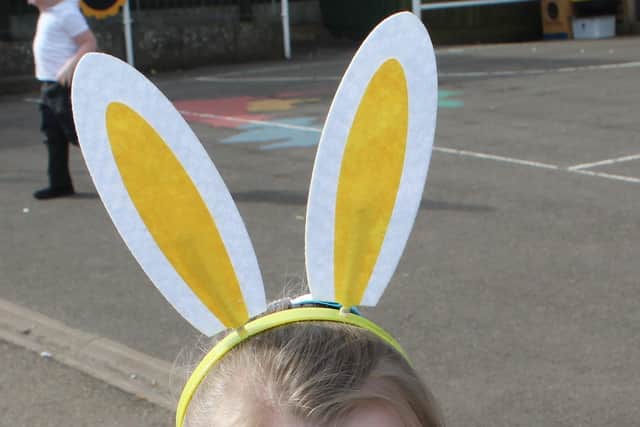 Pupil Ella Smith (Reception) embraces her bunny ears for the charity event.